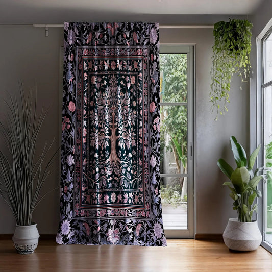 Tree of Life Design Blackout Curtains Purple