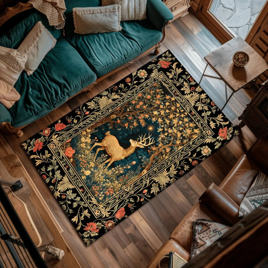Forest Spirit Mystic Deer Rug Cottagecore Room Decor