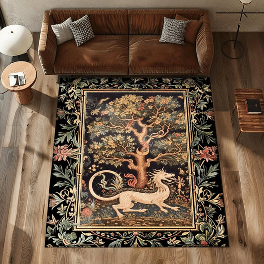 Medieval Dragon Rug Woodland Cottagecore