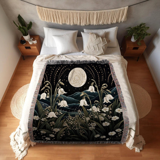 Lily of the Valley Woven Throw Tapestry
