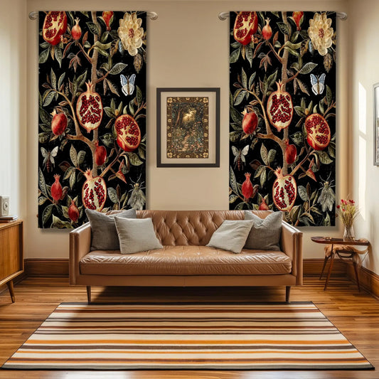 Pomegranate Blackout Curtains Dark Academia Gothic