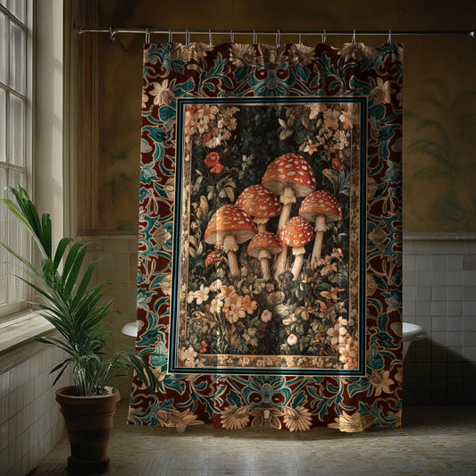 Magical Mushroom Shower Curtain Whimsigoth Forest Decor
