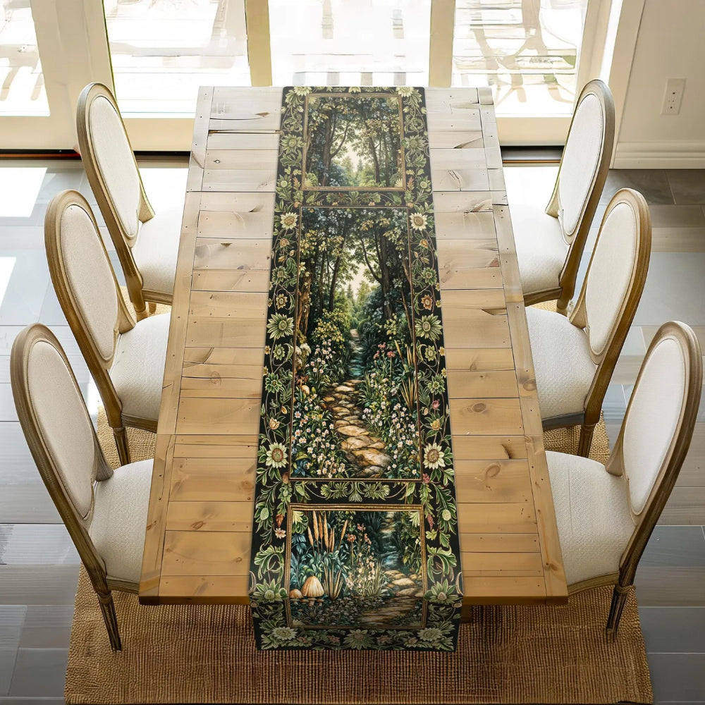 Fairy Meadow Mushroom Forest Table Runner Medieval Dining Room Decor