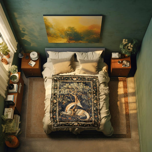 Folklore Dragon Throw Blanket Medieval Aesthetic Fairytale