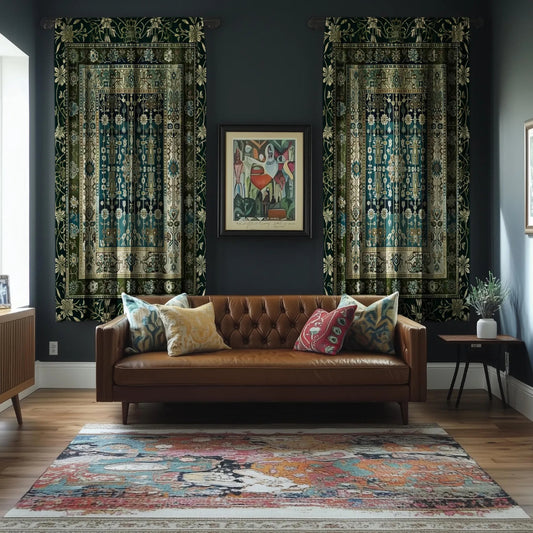 Sage Green Boho Blackout Curtains Cottagecore