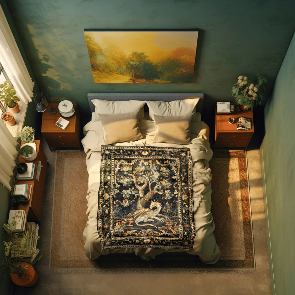 Medieval Aesthetic Dragon Throw Blanket Fairytale Inspired