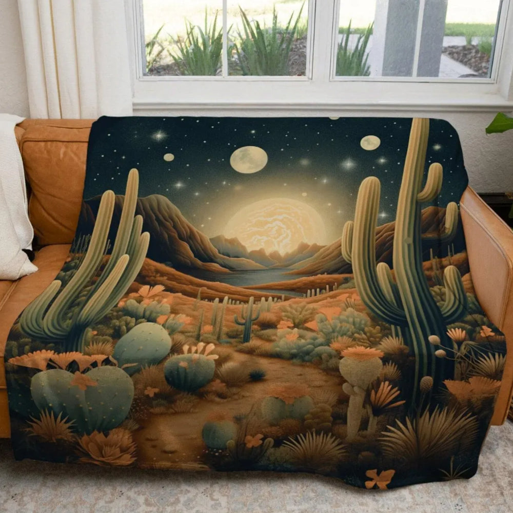 Desert Landscape Throw Blanket Whimsical