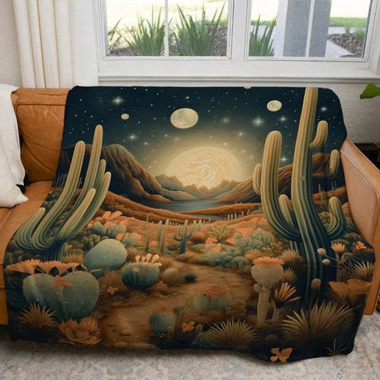 Desert Landscape Throw Blanket Whimsical
