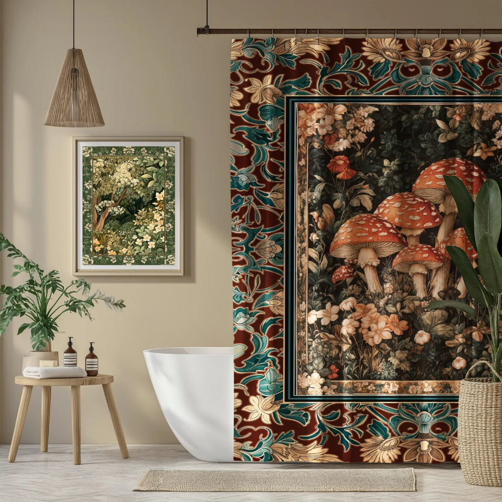 Magical Mushroom Shower Curtain Whimsigoth Forest Decor