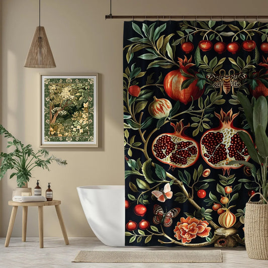 Pomegranate Shower Curtain Dark Academia Vintage Gothic