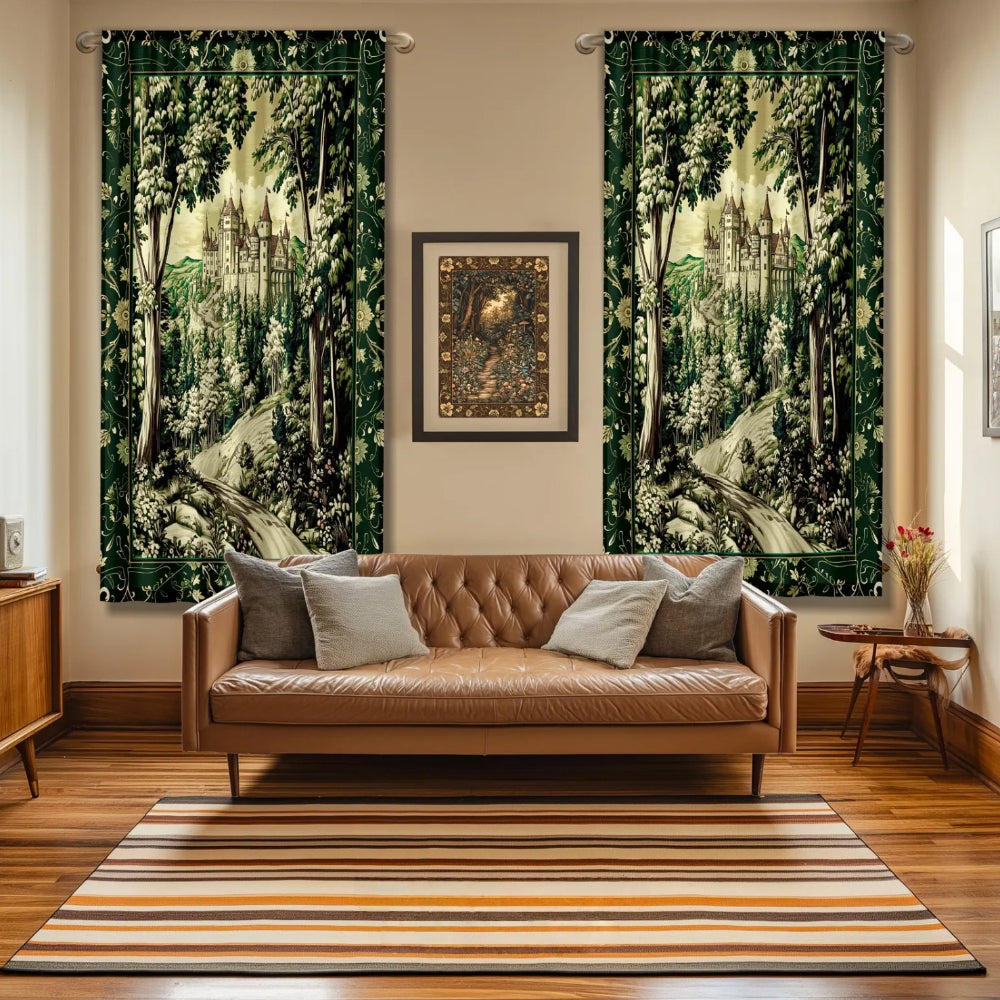 Medieval Castle Blackout Curtains Woodland Forest