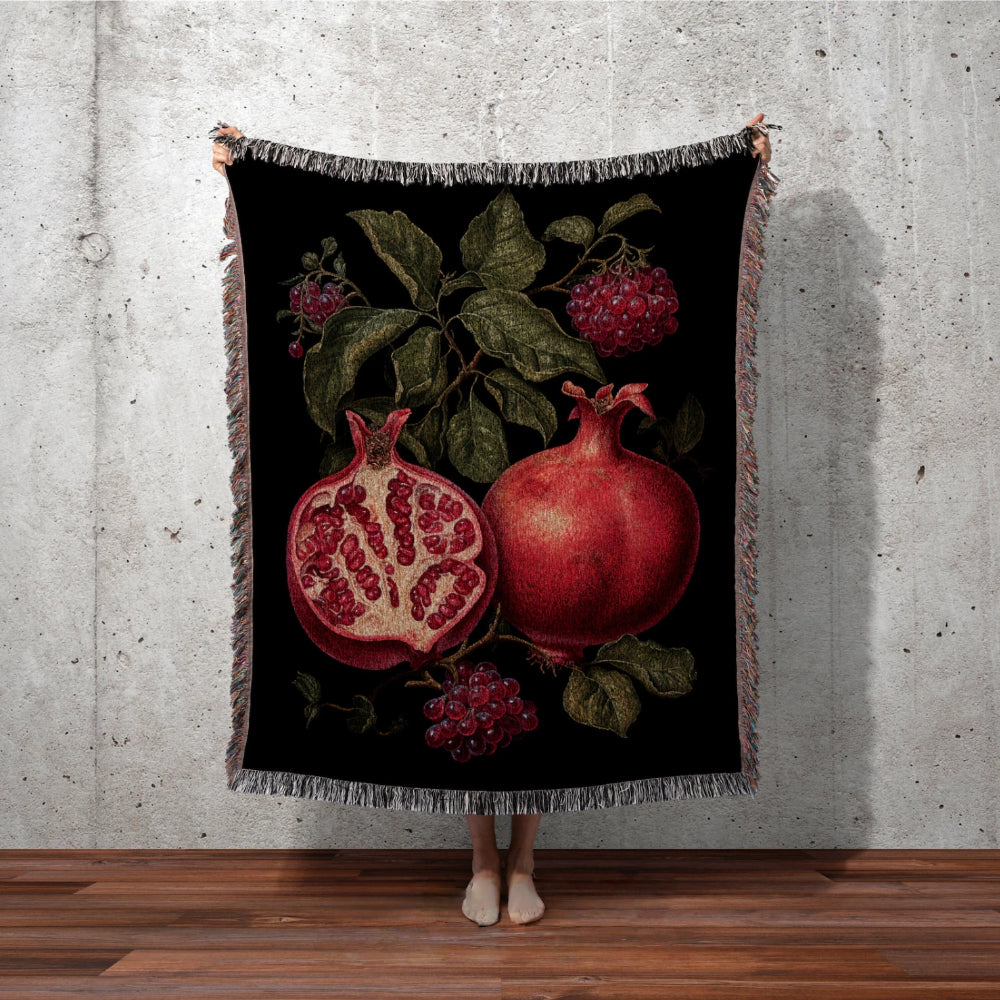 Pomegranate Woven Throw Tapestry Baroque Decor Aesthetic