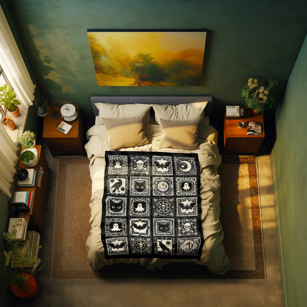 Halloween Throw Blanket Dark Academia Gothic