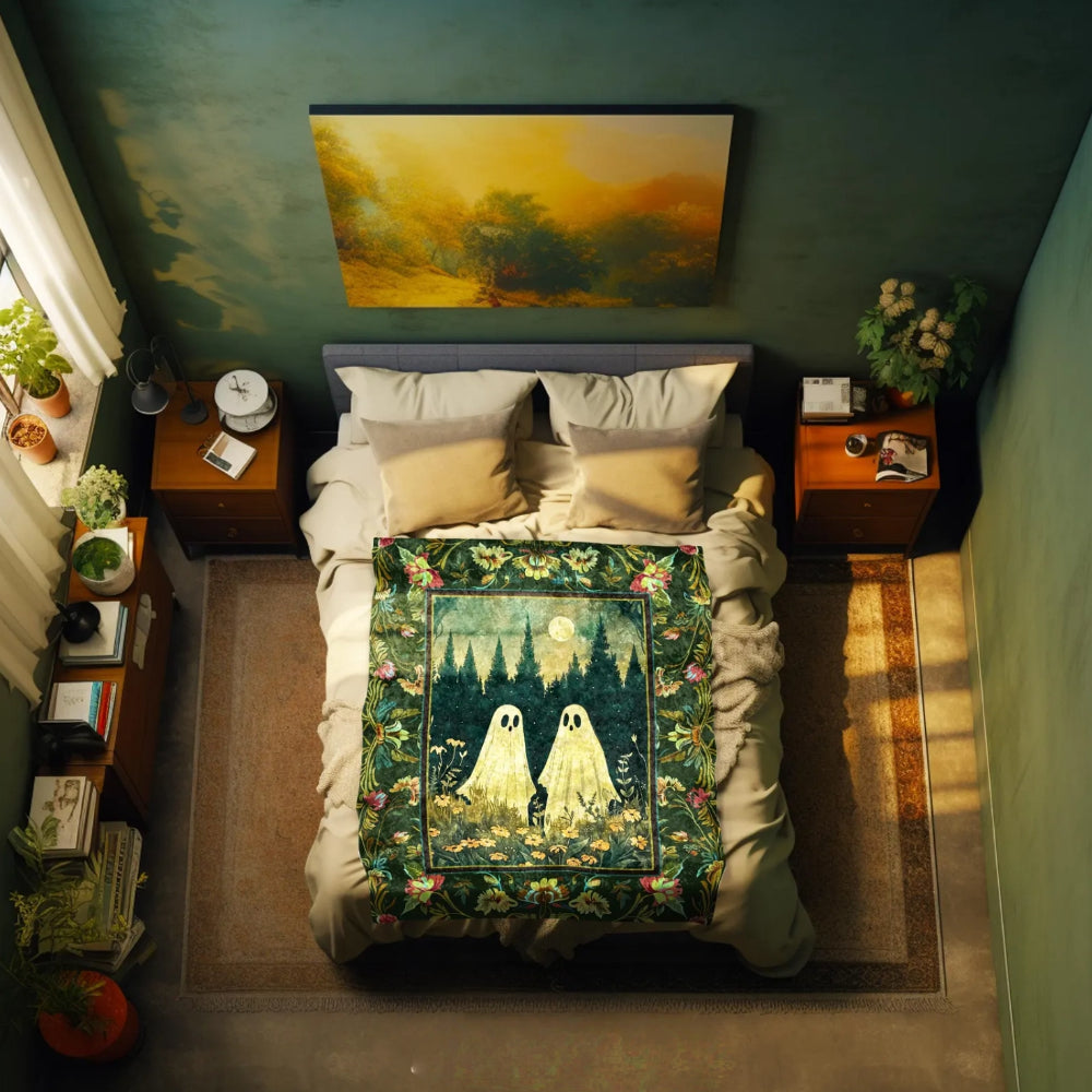 Ghost Friends Throw Blanket Halloween Gothic Art