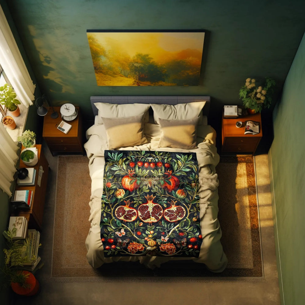 Pomegranate Throw Blanket Dark Academia Woodland Gothic