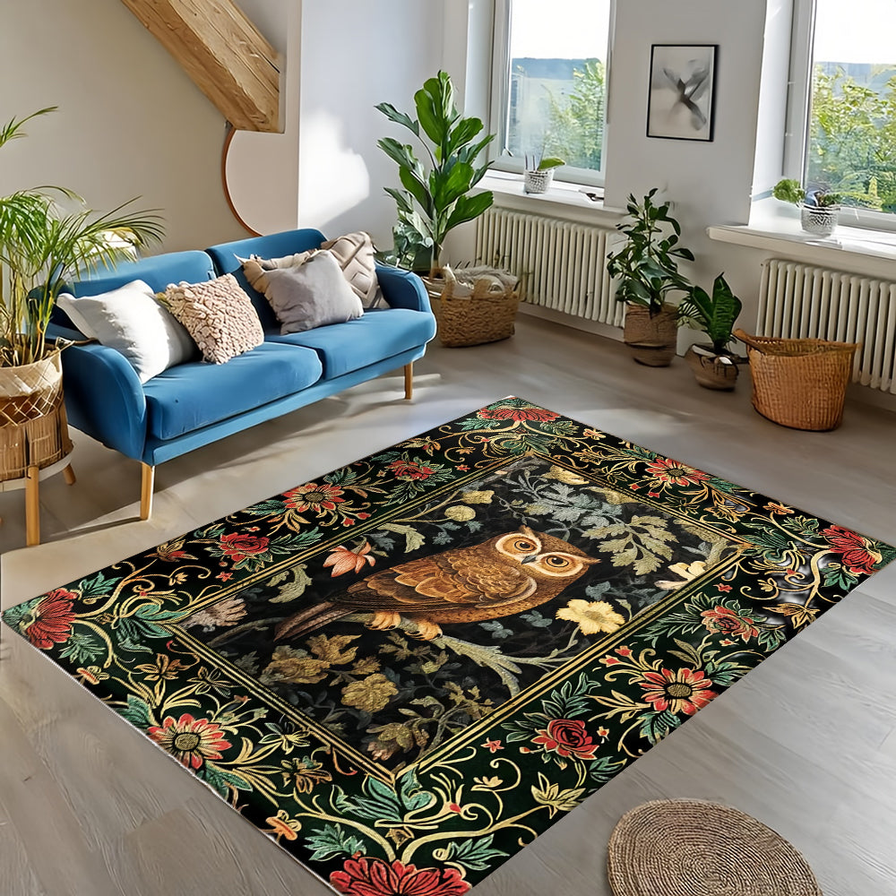 Whimsical Owl Forest Rug