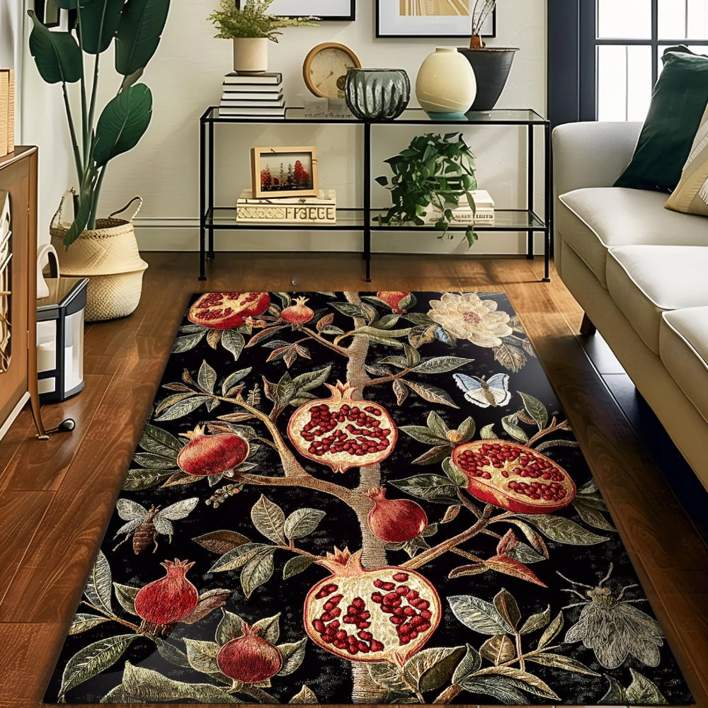 Mystic Baroque-Inspired Dark Academia Pomegranate Rug