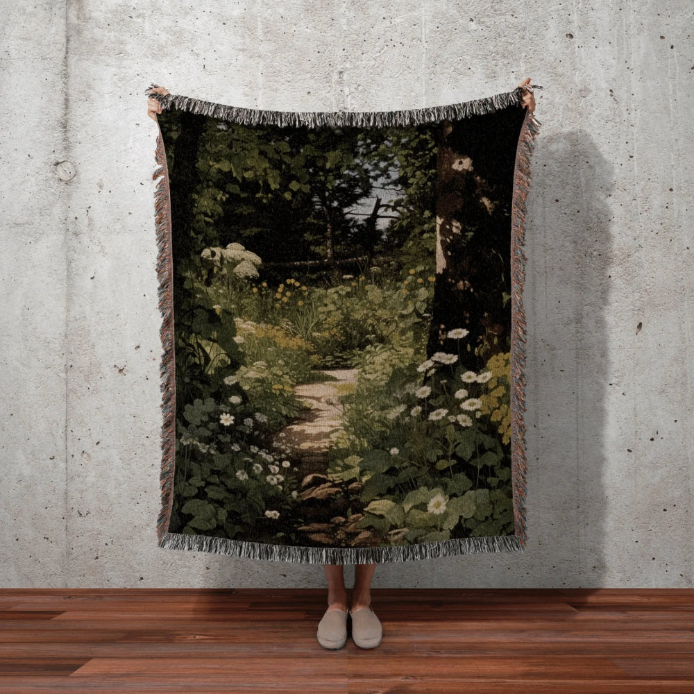 Dark Fairycore Woodland Woven Throw Tapestry Renaissance Art