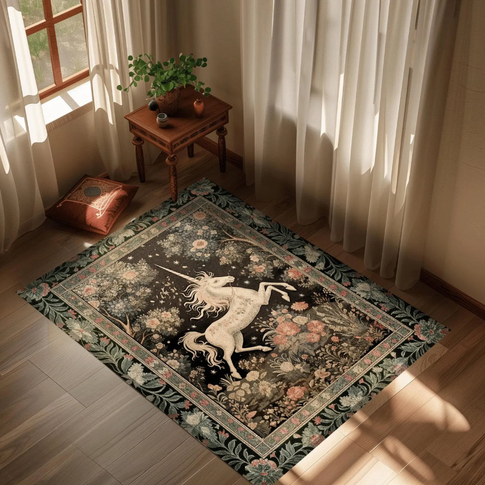 Mystical Folklore Unicorn Rug Woodland Fairycore