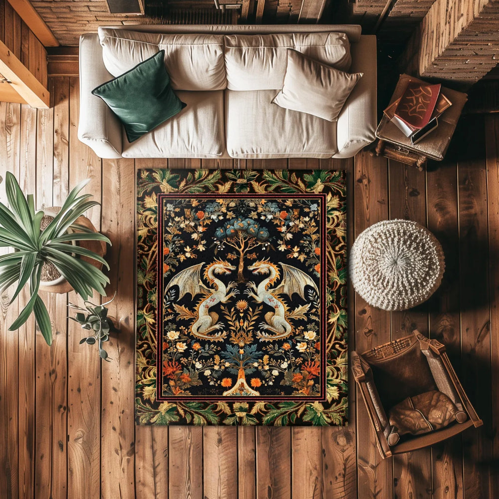 Rococo Dragon Rug Baroque Art