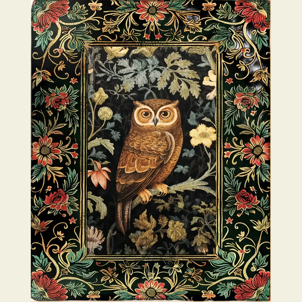 Whimsical Owl Forest Rug Machine Washable