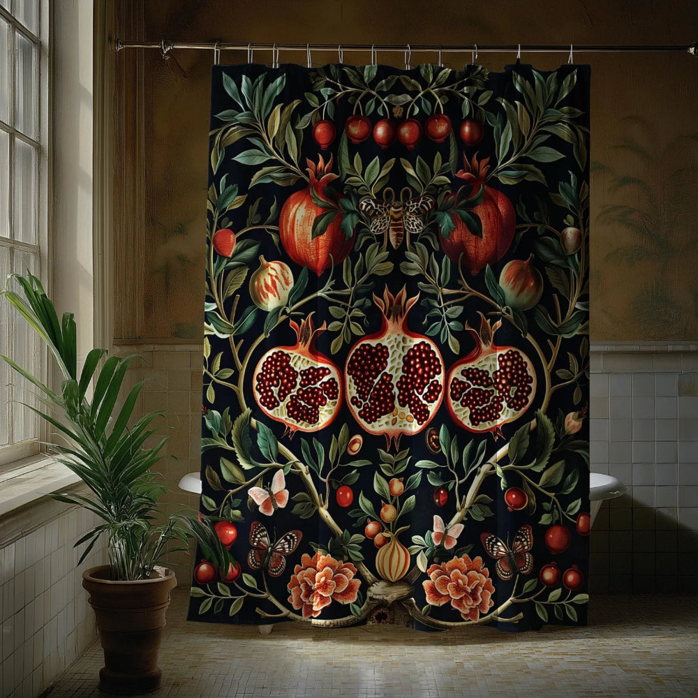 Pomegranate Shower Curtain Dark Academia Vintage Gothic