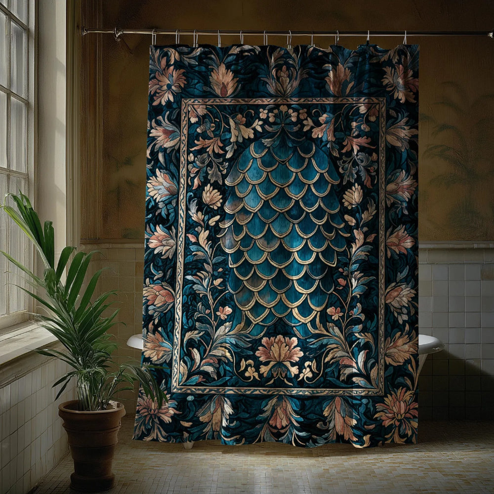 Medieval Dragon Scale Victorian Shower Curtain Fantasy Gothic