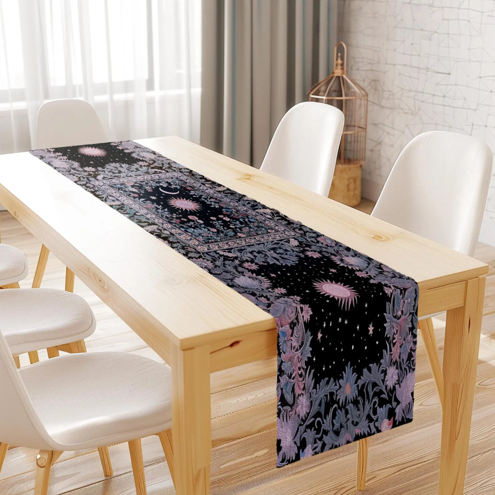 Midnight Lavender Celestial Table Runner Astrology Purple