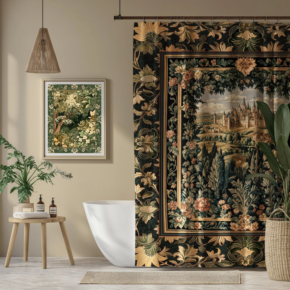 Medieval Victorian Royal Shower Curtain Dark Academia