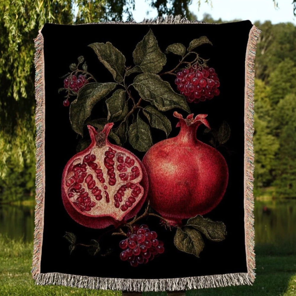 Pomegranate Woven Throw Tapestry Baroque Decor Aesthetic