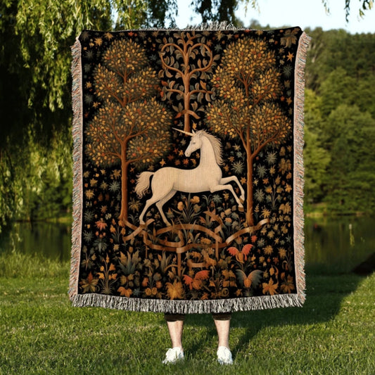 Medieval Unicorn Art Woven Throw Tapestry Whimsical Room Decor