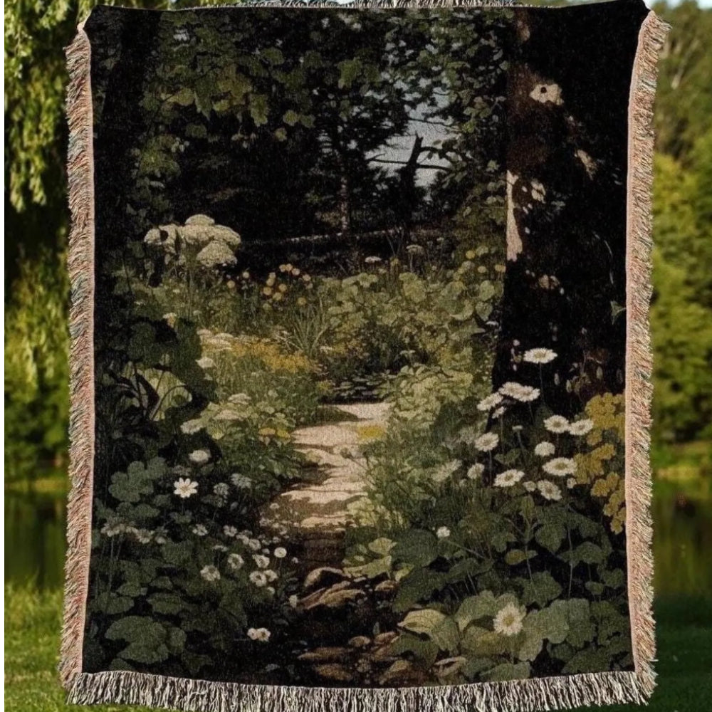 Dark Fairycore Woodland Woven Throw Tapestry Renaissance Art