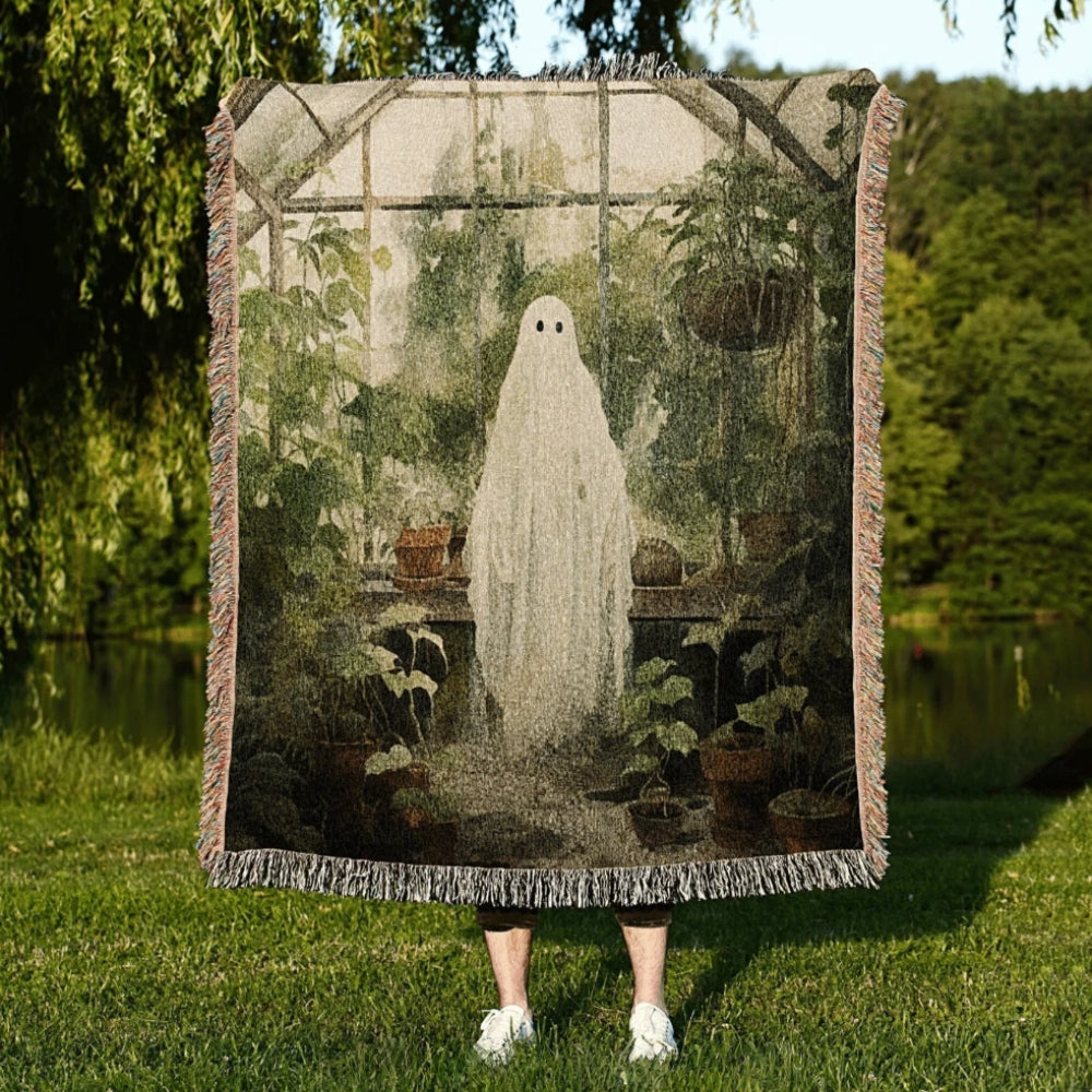 Greenhouse Ghost Woven Throw Tapestry Dark Academia Vintage