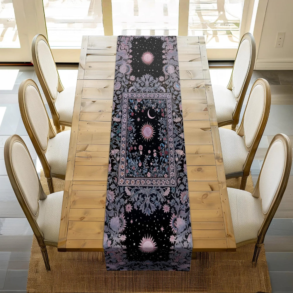 Midnight Lavender Celestial Table Runner Astrology Purple