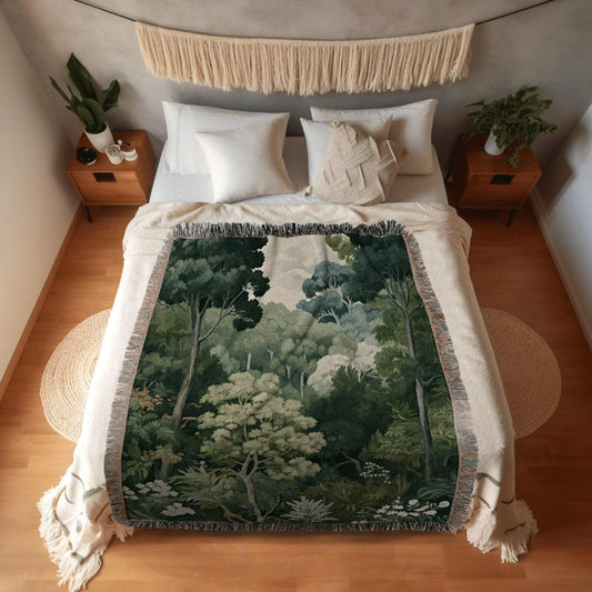 Woven Throw Tapestry Vintage Woodland Aesthetic Decor