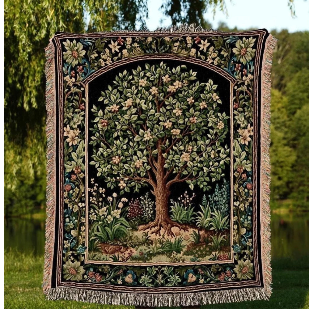Tree Of Life Woven Throw Tapestry Medieval Aesthetic