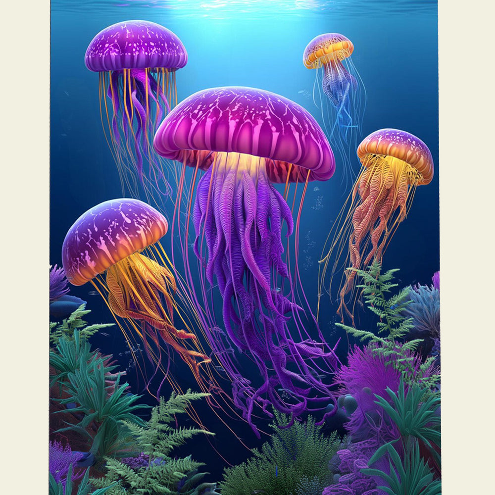 Colorful Jellyfish Rug Machine Washable