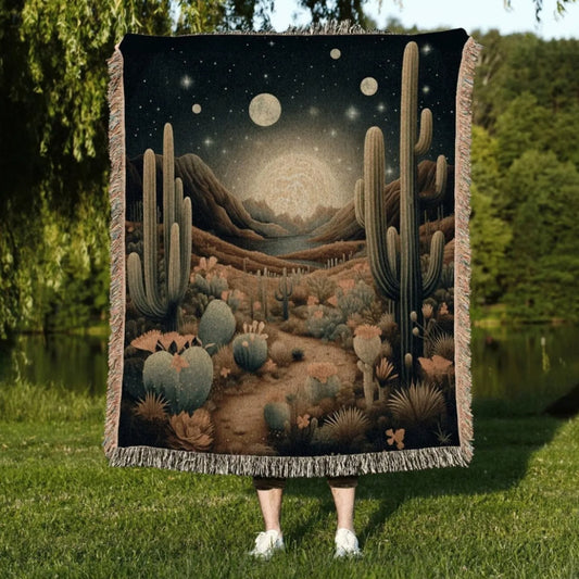 Desert Landscape Woven Throw Tapestry Whimsical Room Decor