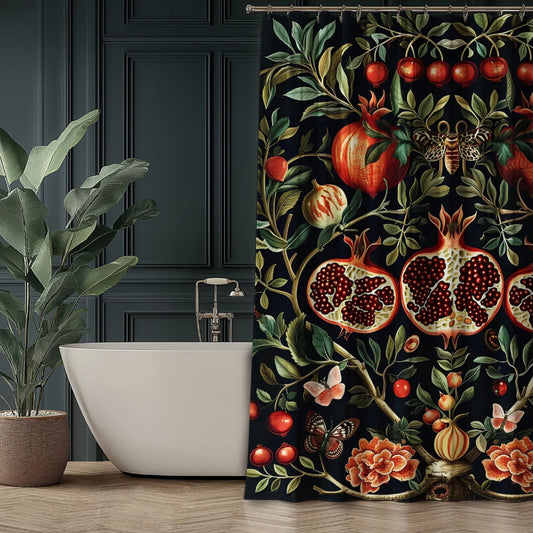 Pomegranate Shower Curtain Dark Academia Vintage Gothic