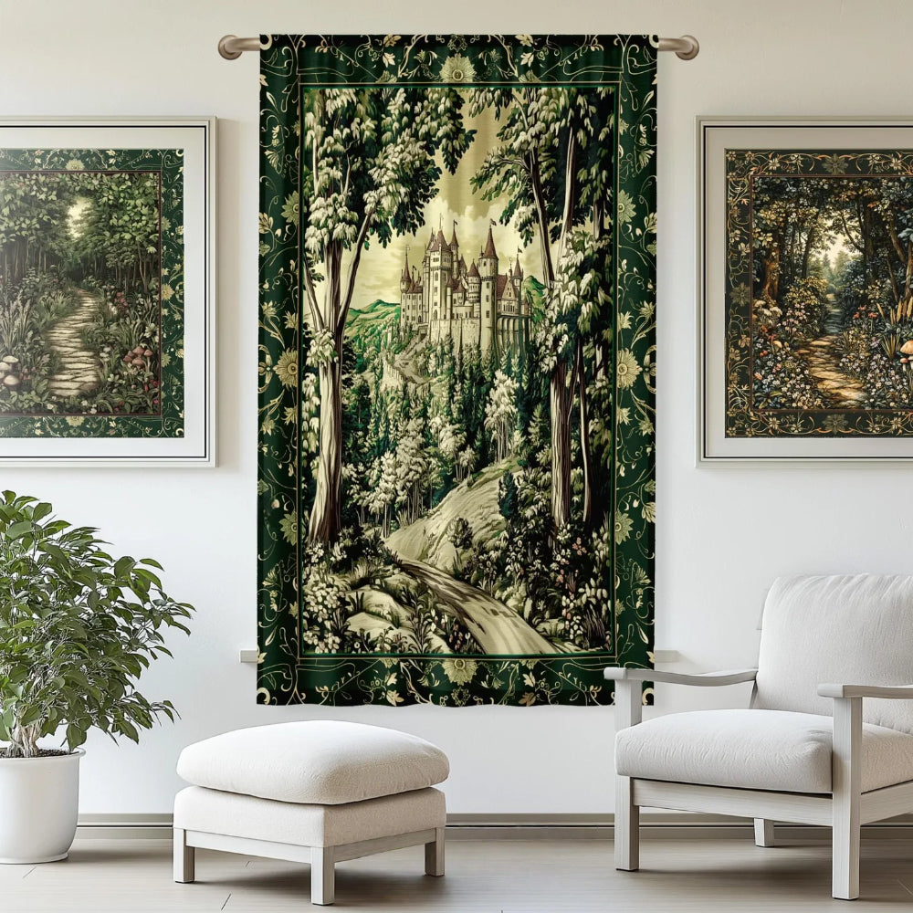Medieval Castle Blackout Curtains Woodland Forest