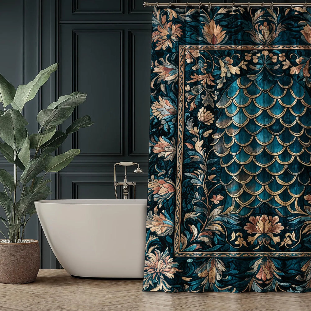 Medieval Dragon Scale Victorian Shower Curtain Fantasy Gothic