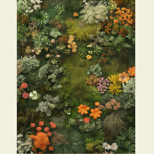 Moss and Floral Plant Rug Machine Washable