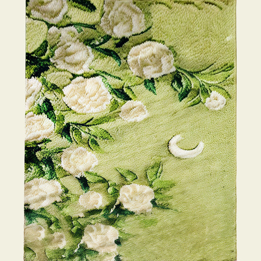 Oil Painting Style White Jasmine Rug