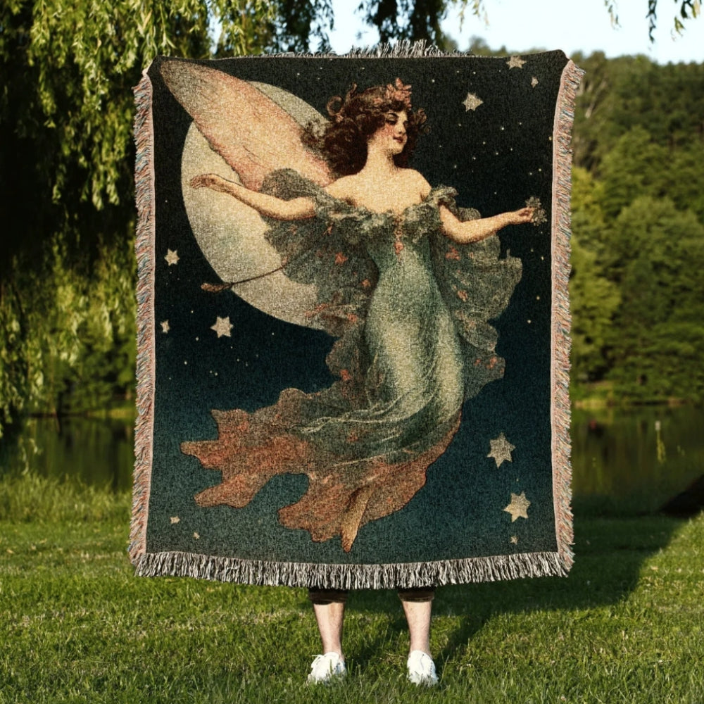 Celestial Woven Throw Tapestry Vintage Fairy Aesthetic