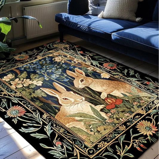 Bunnies in the Woodland Rug Forest Aesthetic