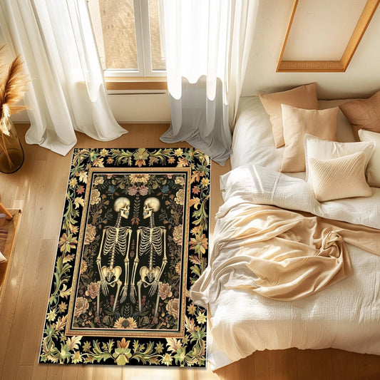 Light Academia Botanical Skeleton Art Rug Victorian Gothic