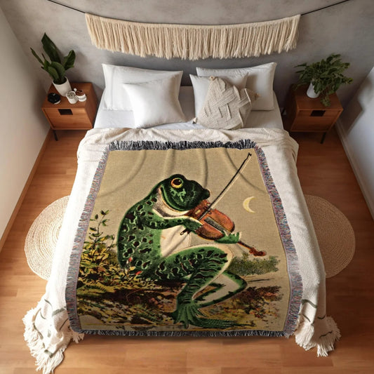 Vintage Toad Woven Throw Tapestry Frog Aesthetic Cottagecore