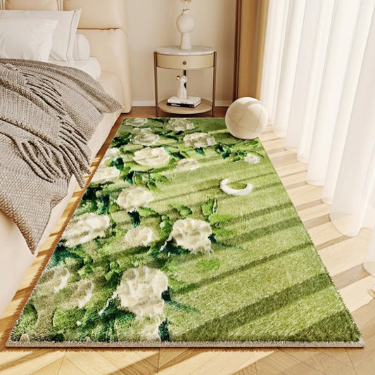 Oil Painting Style White Jasmine Rug