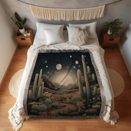 Desert Landscape Woven Throw Tapestry Whimsical Room Decor
