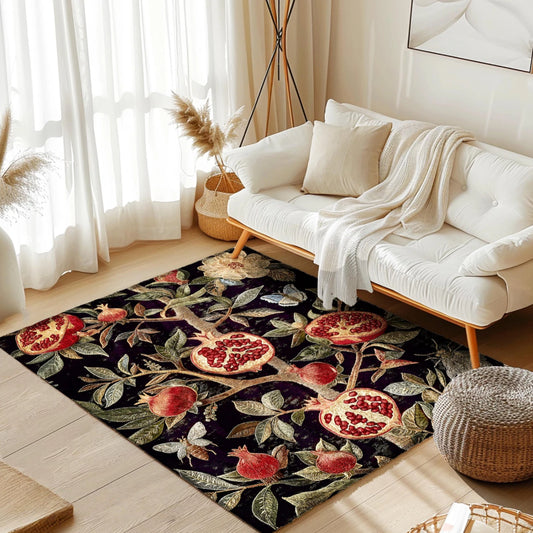 Mystic Baroque-Inspired Dark Academia Pomegranate Rug